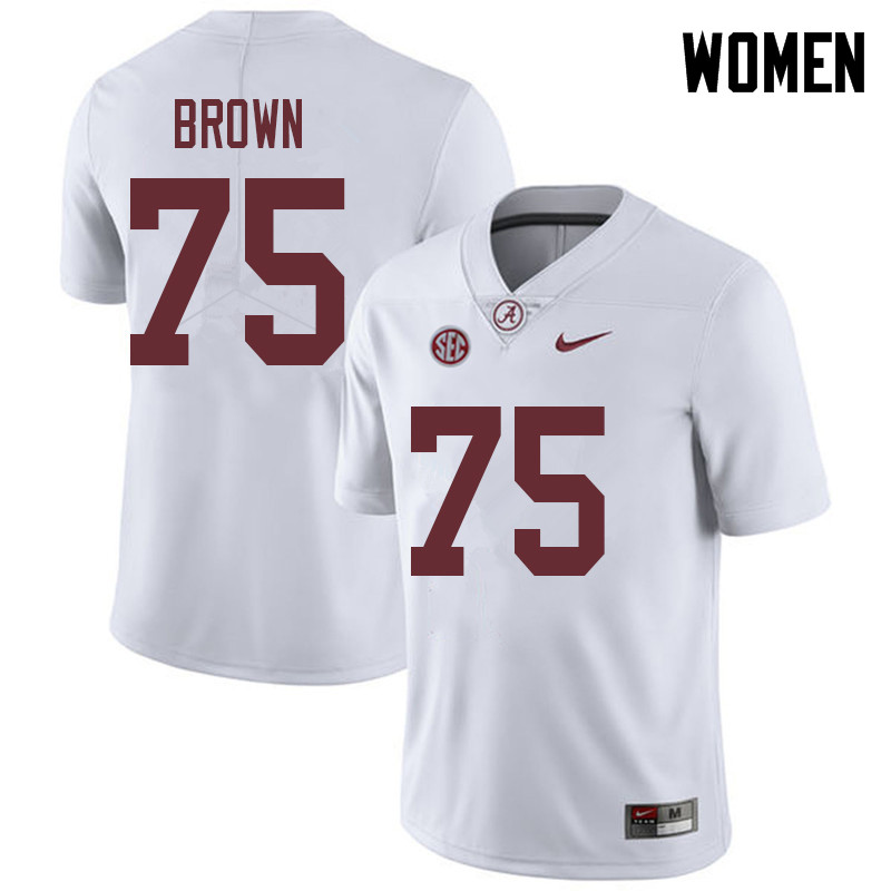 Women #75 Tommy Brown Alabama Crimson Tide College Football Jerseys Sale-White